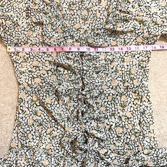 Free People Green and White Ruffled Wrap Maxi Dress Floral Women Medium - Picture 9 of 9